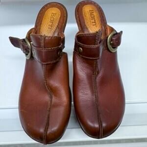 "BORN" Mule, Clogs, Leather, Platform Slip on,‎ Heel, Size 8, Boho, Hippie,